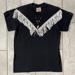 Vintage 80s 90s Hazelwood Southwestern Fashion Fringe Womens T-Shirt Size L